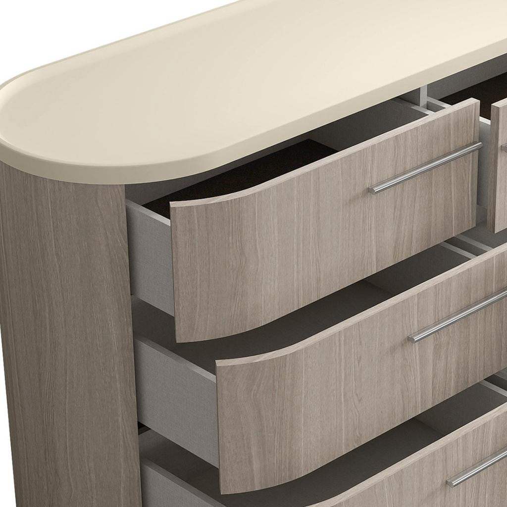 60" Beige And Oak Wood Six Drawer Double Dresser - HomeRoots - Flyclothing LLC