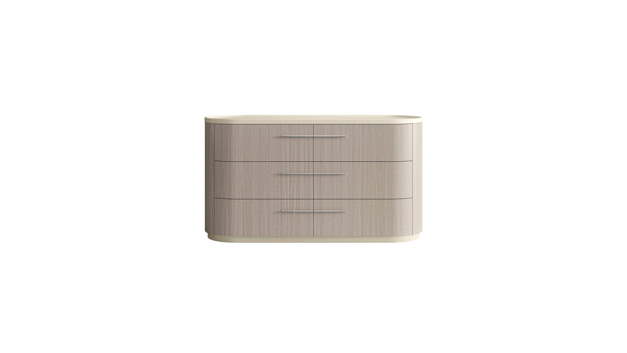 60" Beige And Oak Wood Six Drawer Double Dresser - HomeRoots - Flyclothing LLC