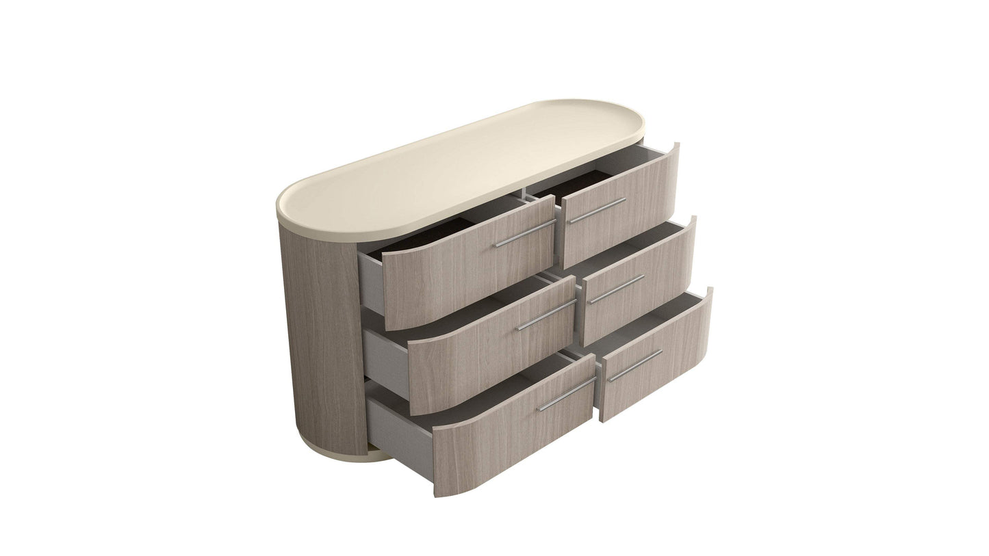 60" Beige And Oak Wood Six Drawer Double Dresser - HomeRoots - Flyclothing LLC