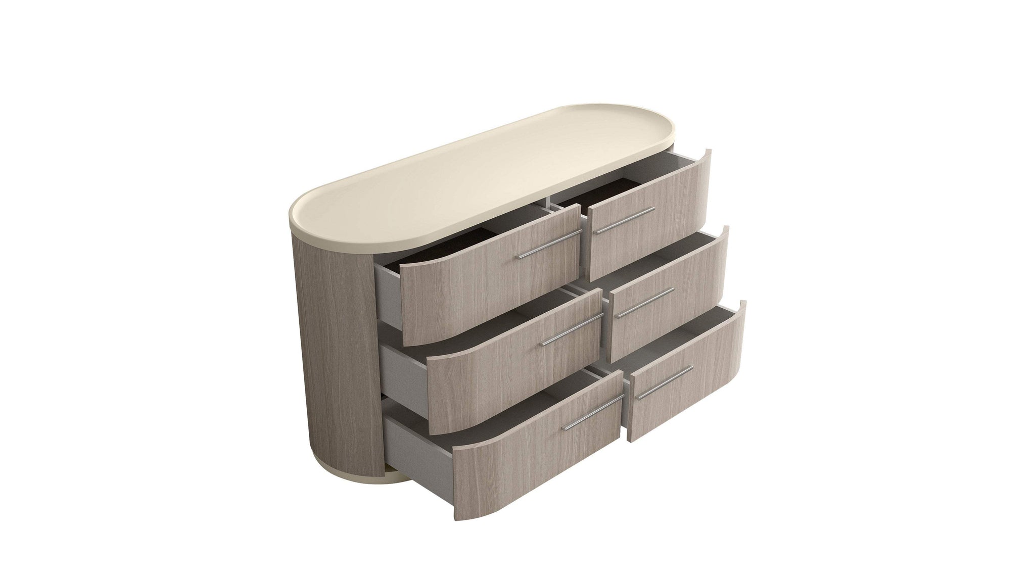 60" Beige And Oak Wood Six Drawer Double Dresser - HomeRoots - Flyclothing LLC