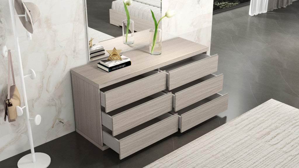 63" Oak Wood Six Drawer Double Dresser - HomeRoots - Flyclothing LLC