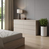 63" Oak Wood Six Drawer Double Dresser - HomeRoots - Flyclothing LLC