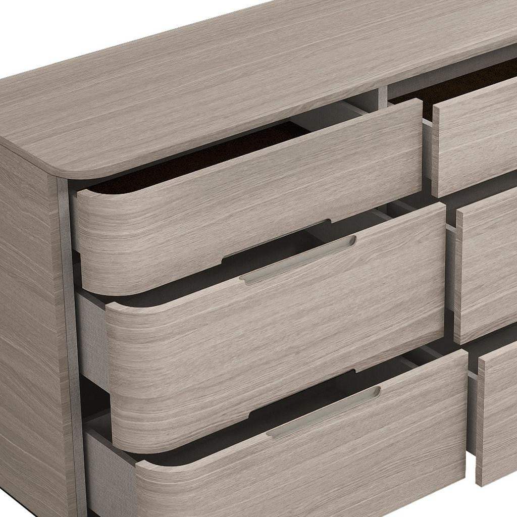 56" Oak Wood Six Drawer Double Dresser - HomeRoots - Flyclothing LLC