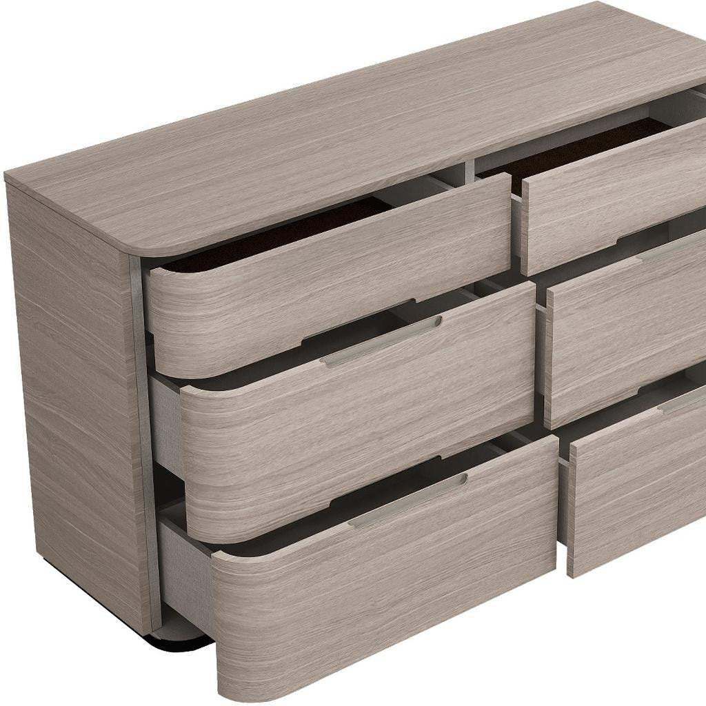 56" Oak Wood Six Drawer Double Dresser - HomeRoots - Flyclothing LLC