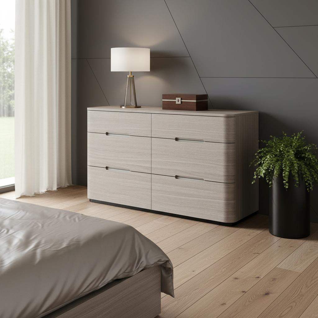 56" Oak Wood Six Drawer Double Dresser - HomeRoots - Flyclothing LLC