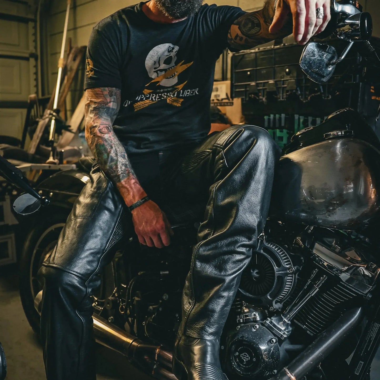 7145.K - Unisex Premium Leather 4-Pocket Chaps with Spandex - Unik Just for Bikers - Flyclothing LLC