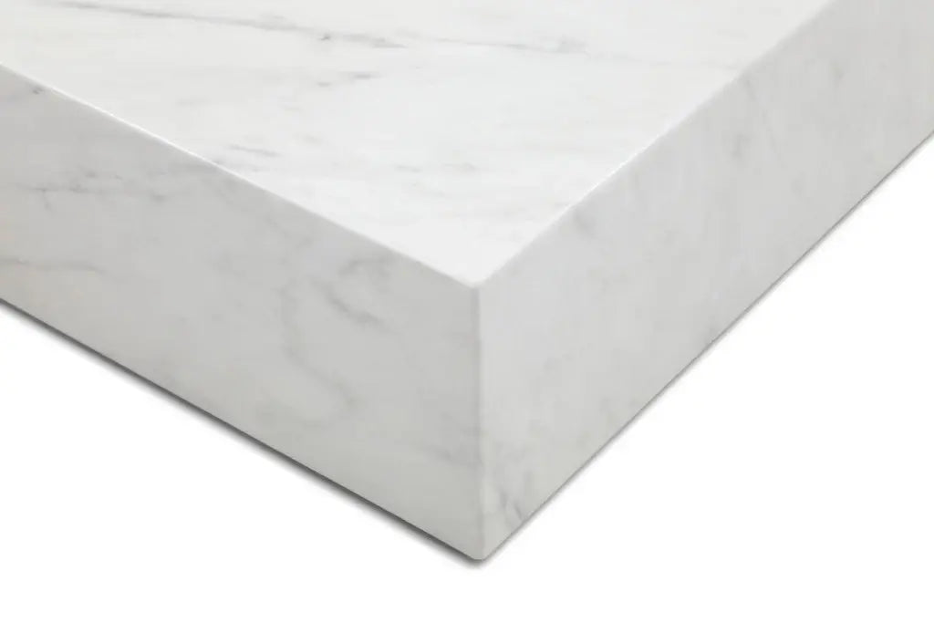 55" White Genuine Marble Block Coffee Table - Homeroots - Flyclothing LLC