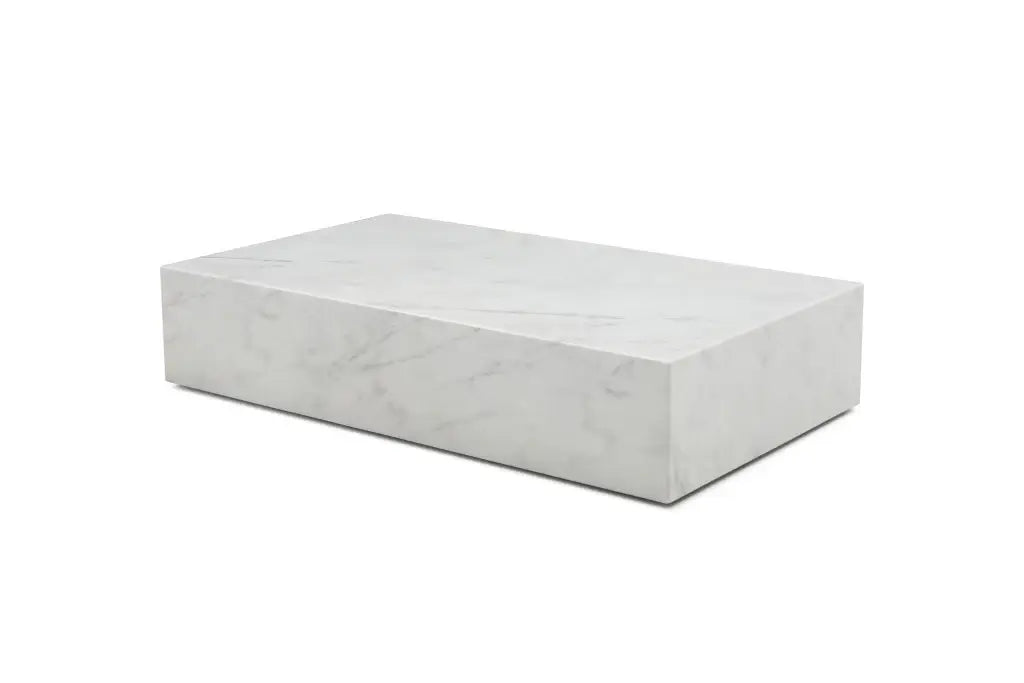 55" White Genuine Marble Block Coffee Table - Homeroots - Flyclothing LLC