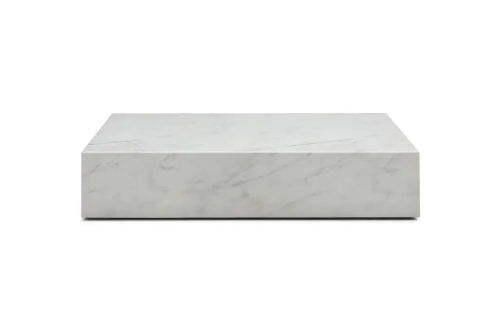 55" White Genuine Marble Block Coffee Table - Homeroots - Flyclothing LLC