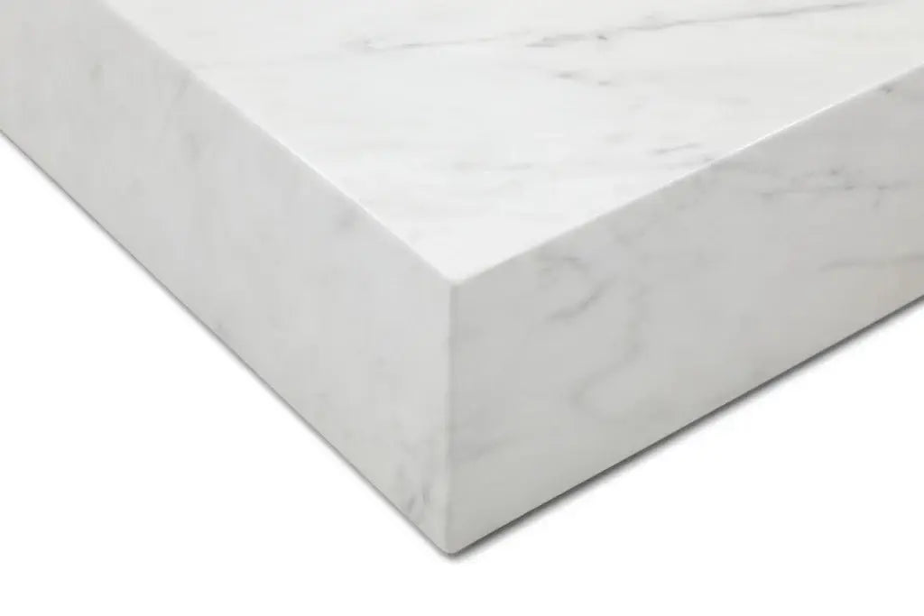 55" White Genuine Marble Block Coffee Table - Homeroots - Flyclothing LLC