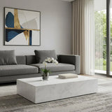 55" White Genuine Marble Block Coffee Table - Homeroots - Flyclothing LLC