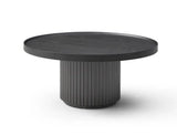32" Dark Gray Wood Round Pedestal Coffee Table - Homeroots - Flyclothing LLC