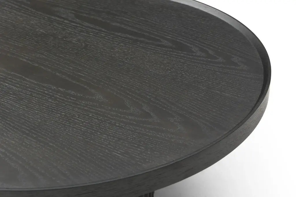 32" Dark Gray Wood Round Pedestal Coffee Table - Homeroots - Flyclothing LLC