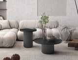 32" Dark Gray Wood Round Pedestal Coffee Table - Homeroots - Flyclothing LLC