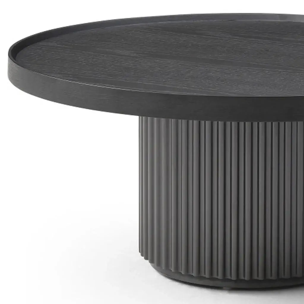 32" Dark Gray Wood Round Pedestal Coffee Table - Homeroots - Flyclothing LLC
