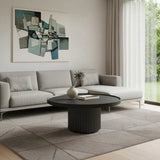 32" Dark Gray Wood Round Pedestal Coffee Table - Homeroots - Flyclothing LLC