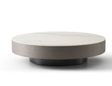 41" White and Gray Ceramic Tile and Wood Round Pedestal Coffee Table - Homeroots - Flyclothing LLC