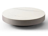41" White and Gray Ceramic Tile and Wood Round Pedestal Coffee Table - Homeroots - Flyclothing LLC