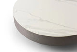 41" White and Gray Ceramic Tile and Wood Round Pedestal Coffee Table - Homeroots - Flyclothing LLC