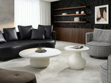 41" Beige Glass Round Pedestal Coffee Table - Homeroots - Flyclothing LLC