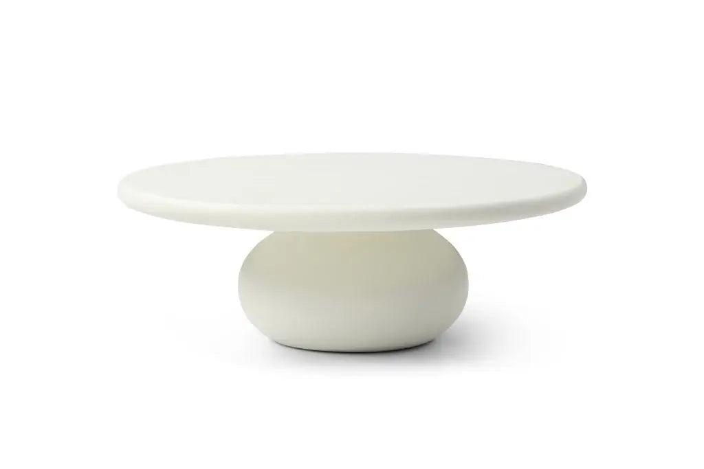 41" Beige Glass Round Pedestal Coffee Table - Homeroots - Flyclothing LLC
