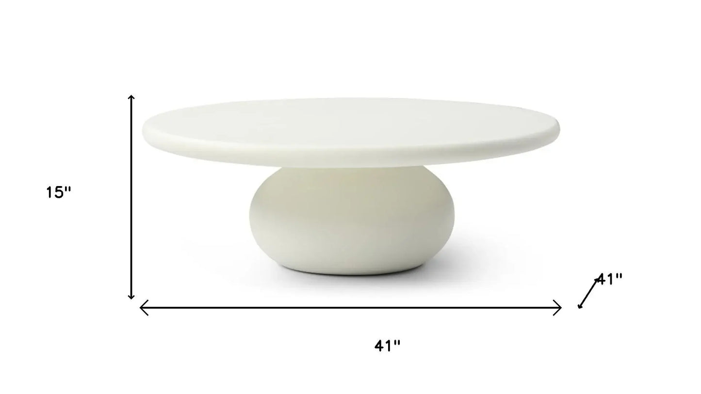 41" Beige Glass Round Pedestal Coffee Table - Homeroots - Flyclothing LLC