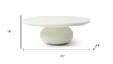 41" Beige Glass Round Pedestal Coffee Table - Homeroots - Flyclothing LLC