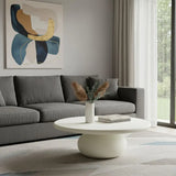 41" Beige Glass Round Pedestal Coffee Table - Homeroots - Flyclothing LLC