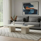 55" Beige Marble Double Pedestal Coffee Table - Homeroots - Flyclothing LLC