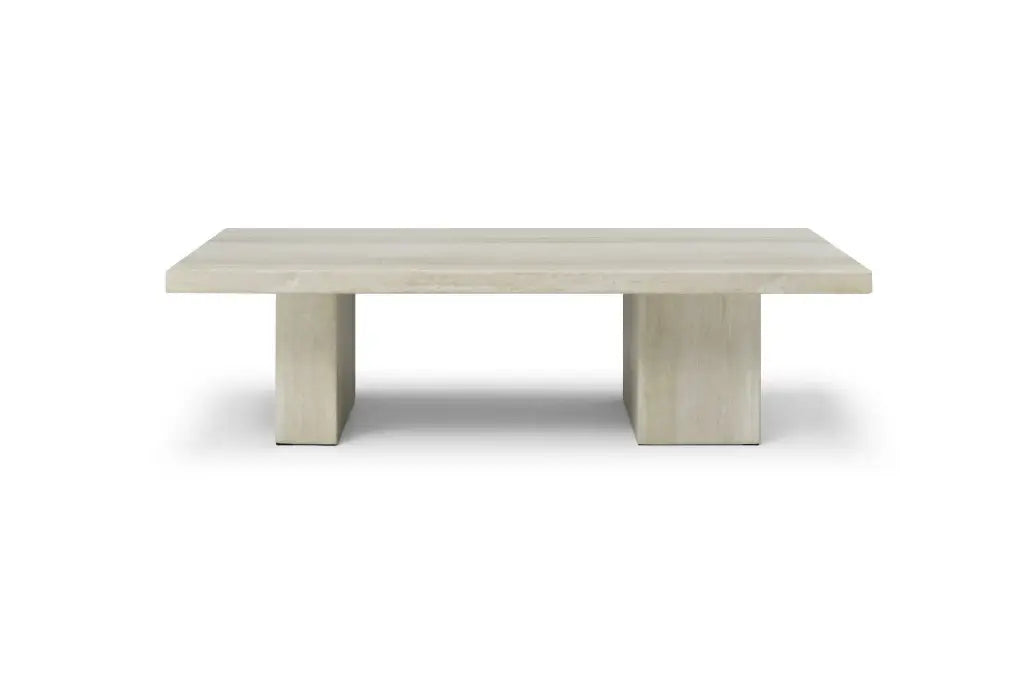 55" Beige Marble Double Pedestal Coffee Table - Homeroots - Flyclothing LLC