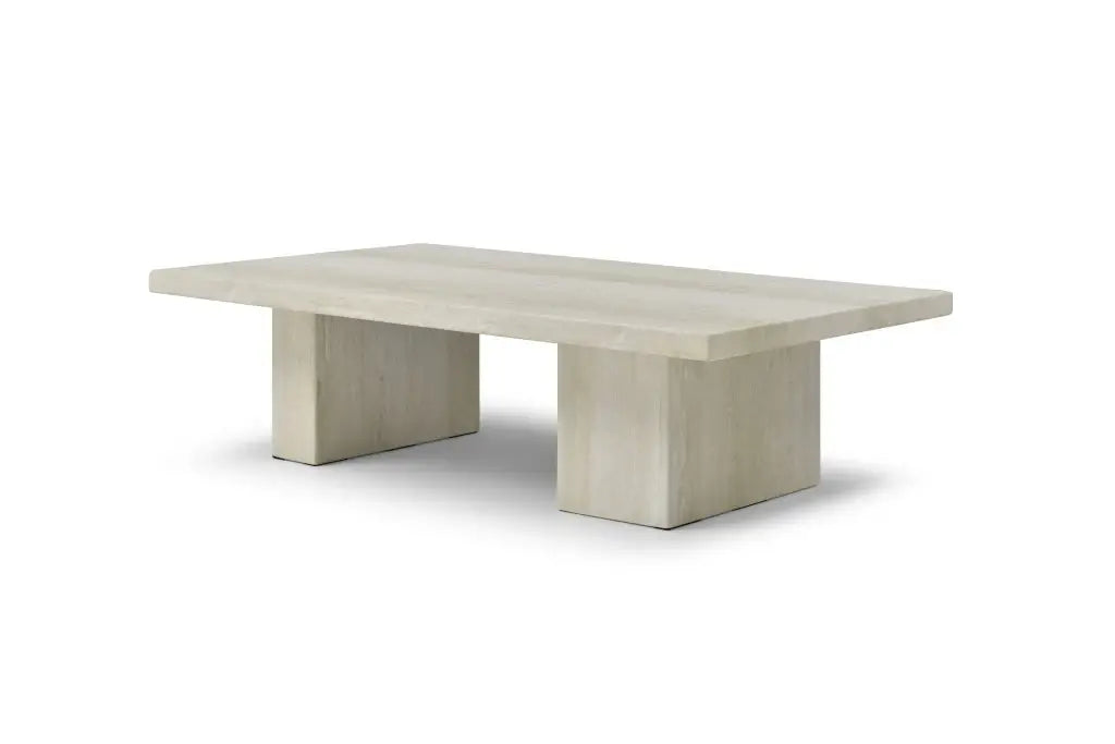 55" Beige Marble Double Pedestal Coffee Table - Homeroots - Flyclothing LLC