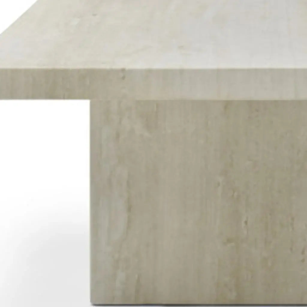 55" Beige Marble Double Pedestal Coffee Table - Homeroots - Flyclothing LLC