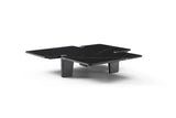47" Black Genuine Marble and Solid Wood Free Form Coffee Table - Homeroots - Flyclothing LLC