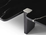 47" Black Genuine Marble and Solid Wood Free Form Coffee Table - Homeroots - Flyclothing LLC
