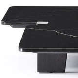47" Black Genuine Marble and Solid Wood Free Form Coffee Table - Homeroots - Flyclothing LLC
