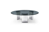 49" Black and Silver Mirrored Glass and Stainless Steel Round Coffee Table - Homeroots - Flyclothing LLC