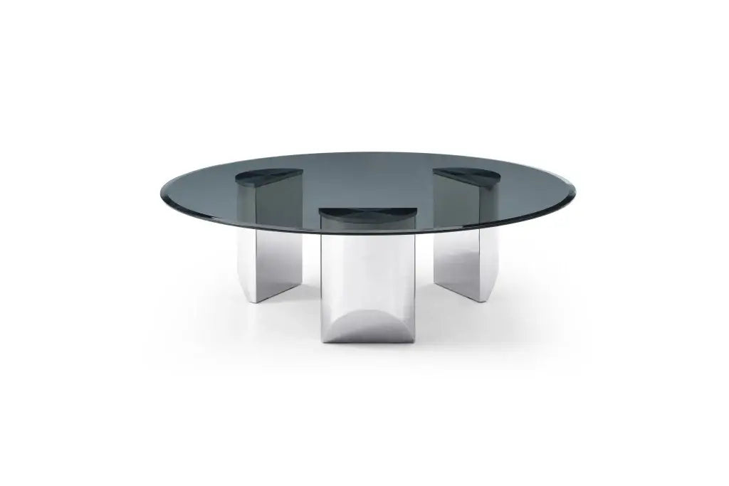 49" Black and Silver Mirrored Glass and Stainless Steel Round Coffee Table - Homeroots - Flyclothing LLC
