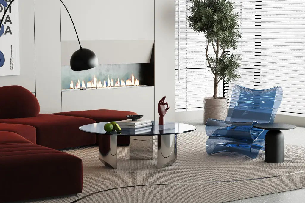 49" Black and Silver Mirrored Glass and Stainless Steel Round Coffee Table - Homeroots - Flyclothing LLC