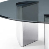 49" Black and Silver Mirrored Glass and Stainless Steel Round Coffee Table - Homeroots - Flyclothing LLC