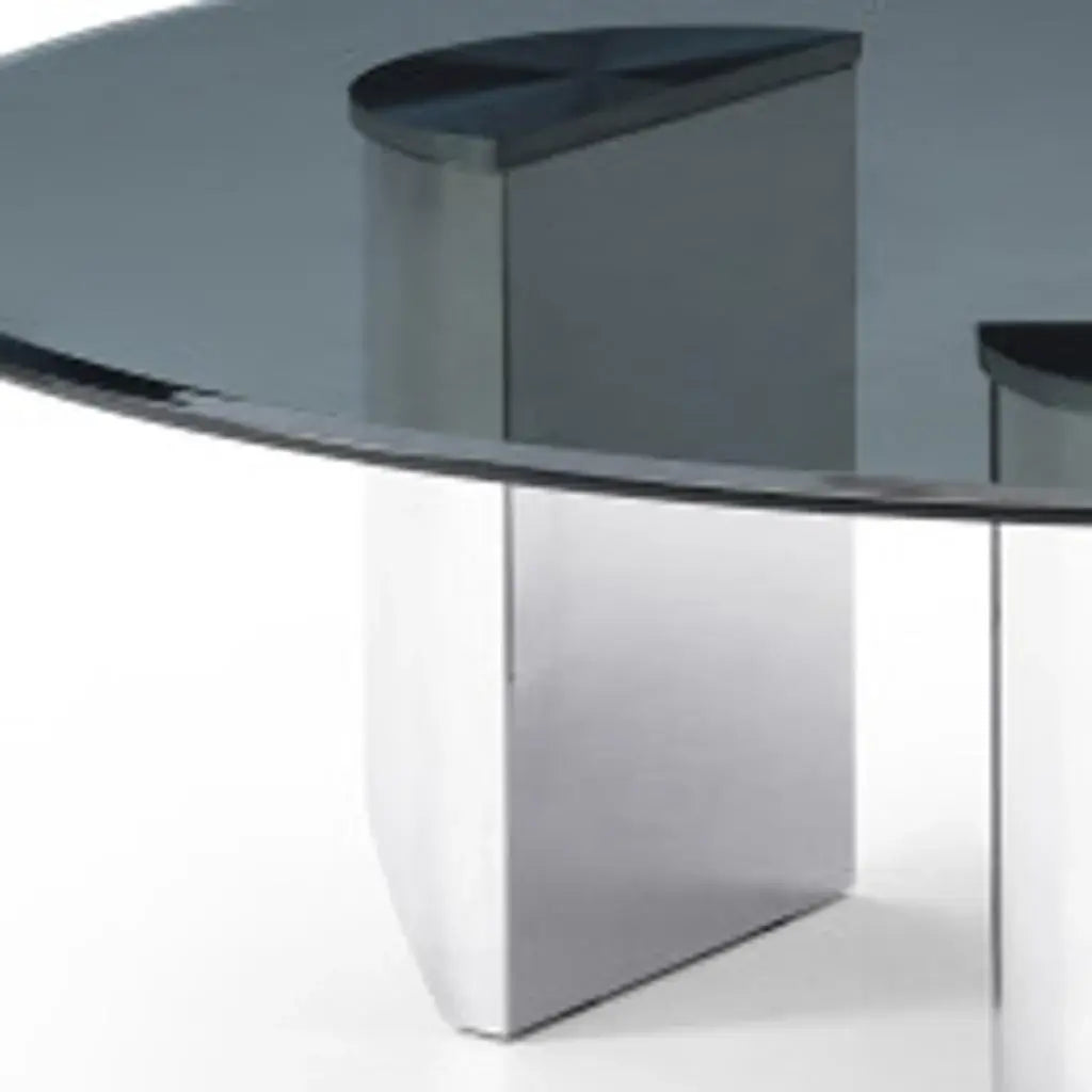 49" Black and Silver Mirrored Glass and Stainless Steel Round Coffee Table - Homeroots - Flyclothing LLC