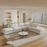 160" White Linen Blend Modular Armless Sofa With Ottomans And Storage - HomeRoots - Flyclothing LLC