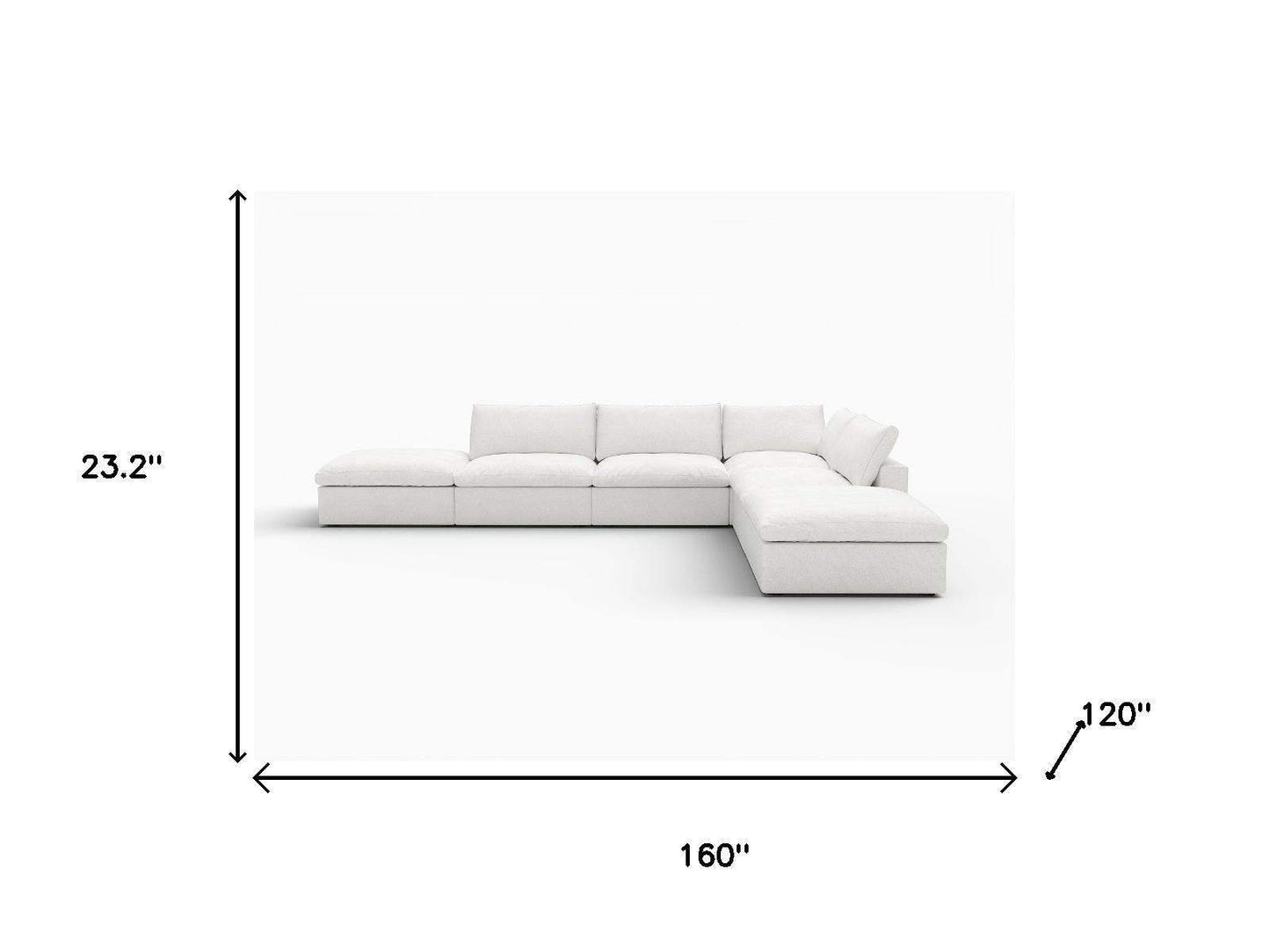 160" White Linen Blend Modular Armless Sofa With Ottomans And Storage - HomeRoots - Flyclothing LLC