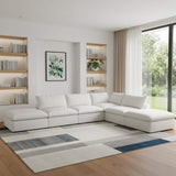 160" White Linen Blend Modular Armless Sofa With Ottomans And Storage - HomeRoots - Flyclothing LLC