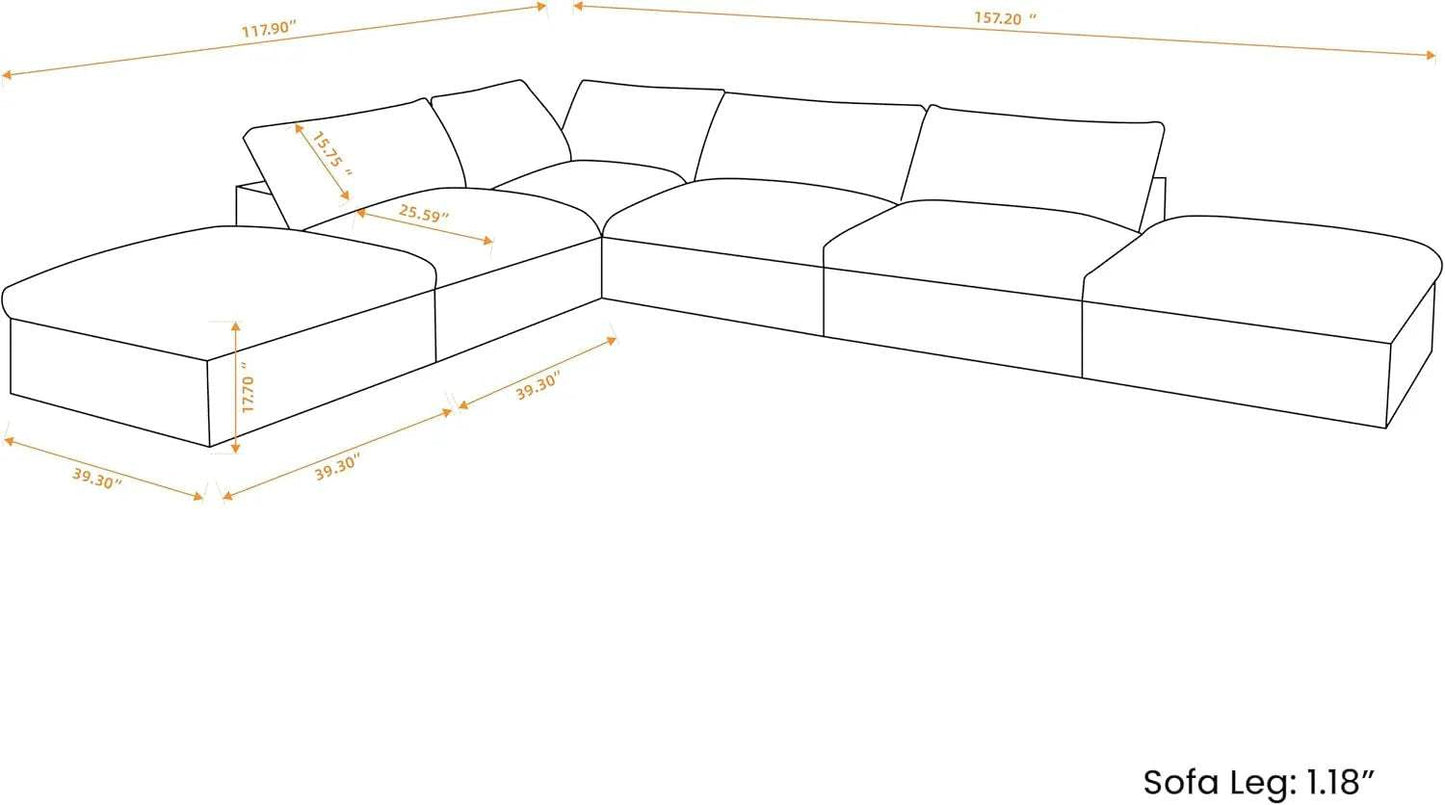 160" White Linen Blend Modular Armless Sofa With Ottomans And Storage - HomeRoots - Flyclothing LLC