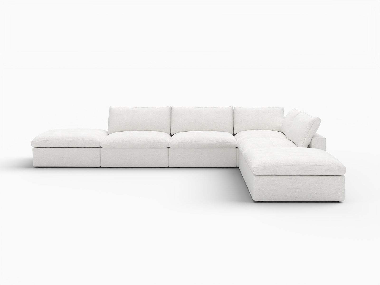 160" White Linen Blend Modular Armless Sofa With Ottomans And Storage - HomeRoots - Flyclothing LLC