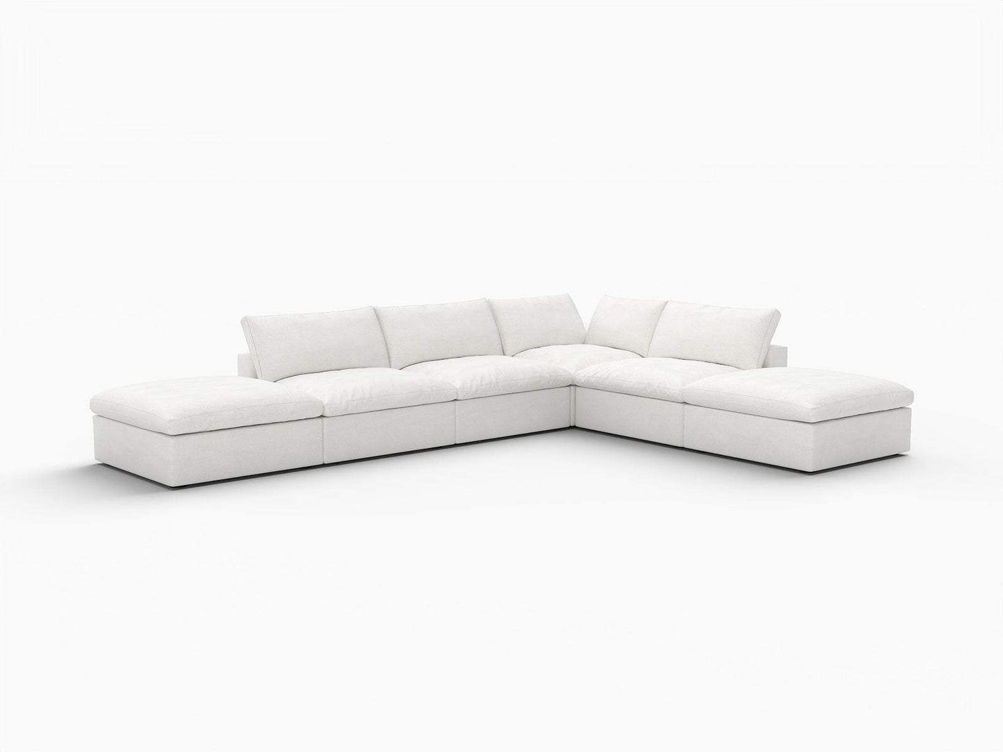160" White Linen Blend Modular Armless Sofa With Ottomans And Storage - HomeRoots - Flyclothing LLC
