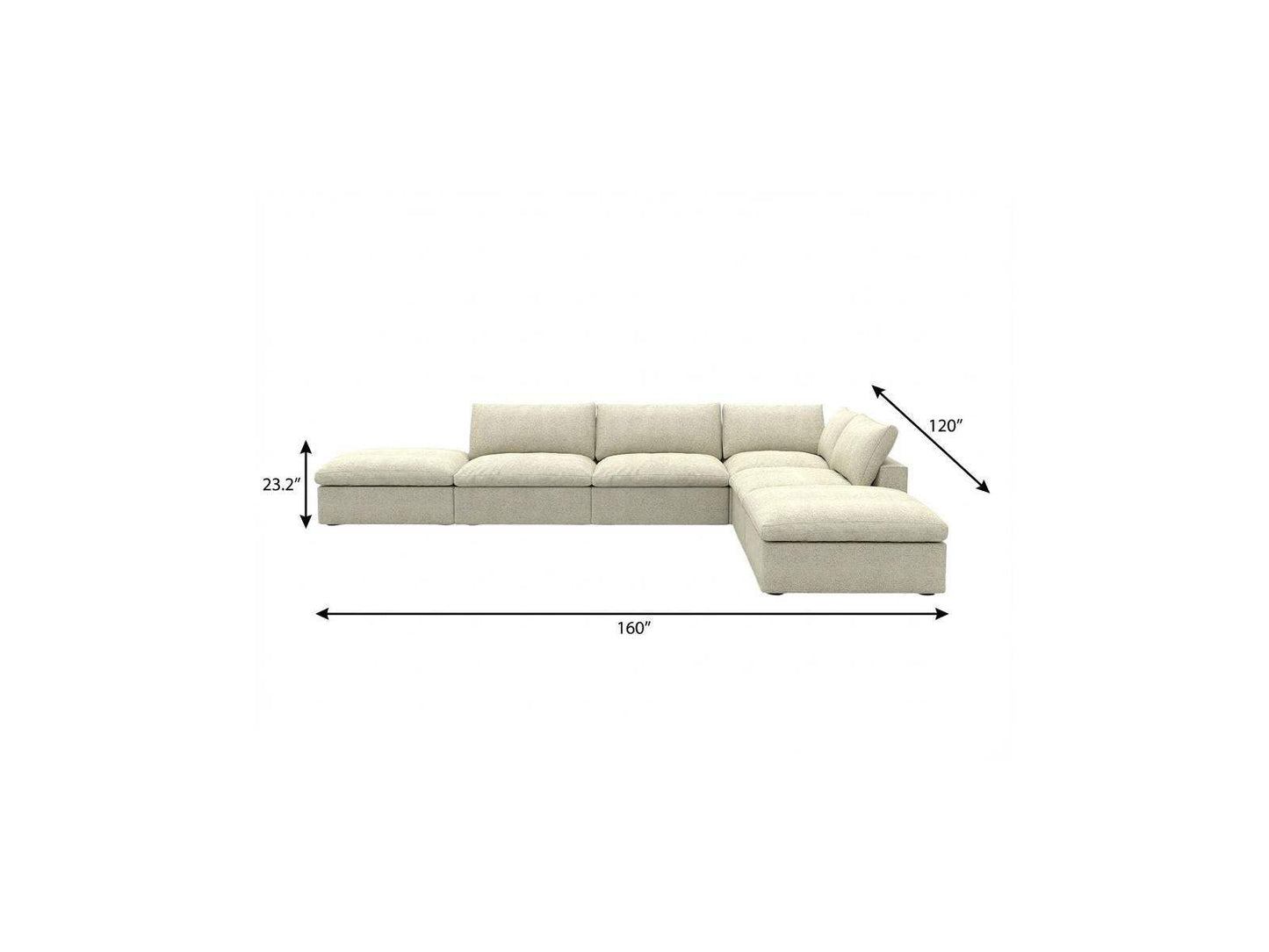 160" Khaki Linen Blend Modular Armless Sofa With Ottomans Toss Pillows And Storage - HomeRoots - Flyclothing LLC