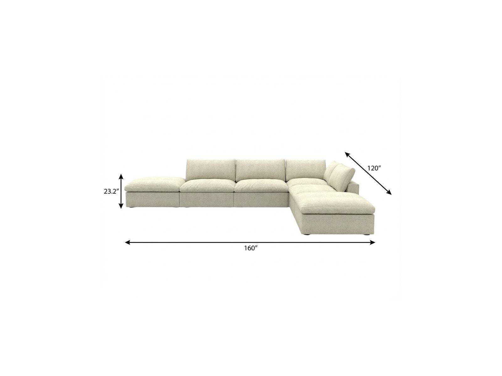 160" Khaki Linen Blend Modular Armless Sofa With Ottomans Toss Pillows And Storage - HomeRoots - Flyclothing LLC