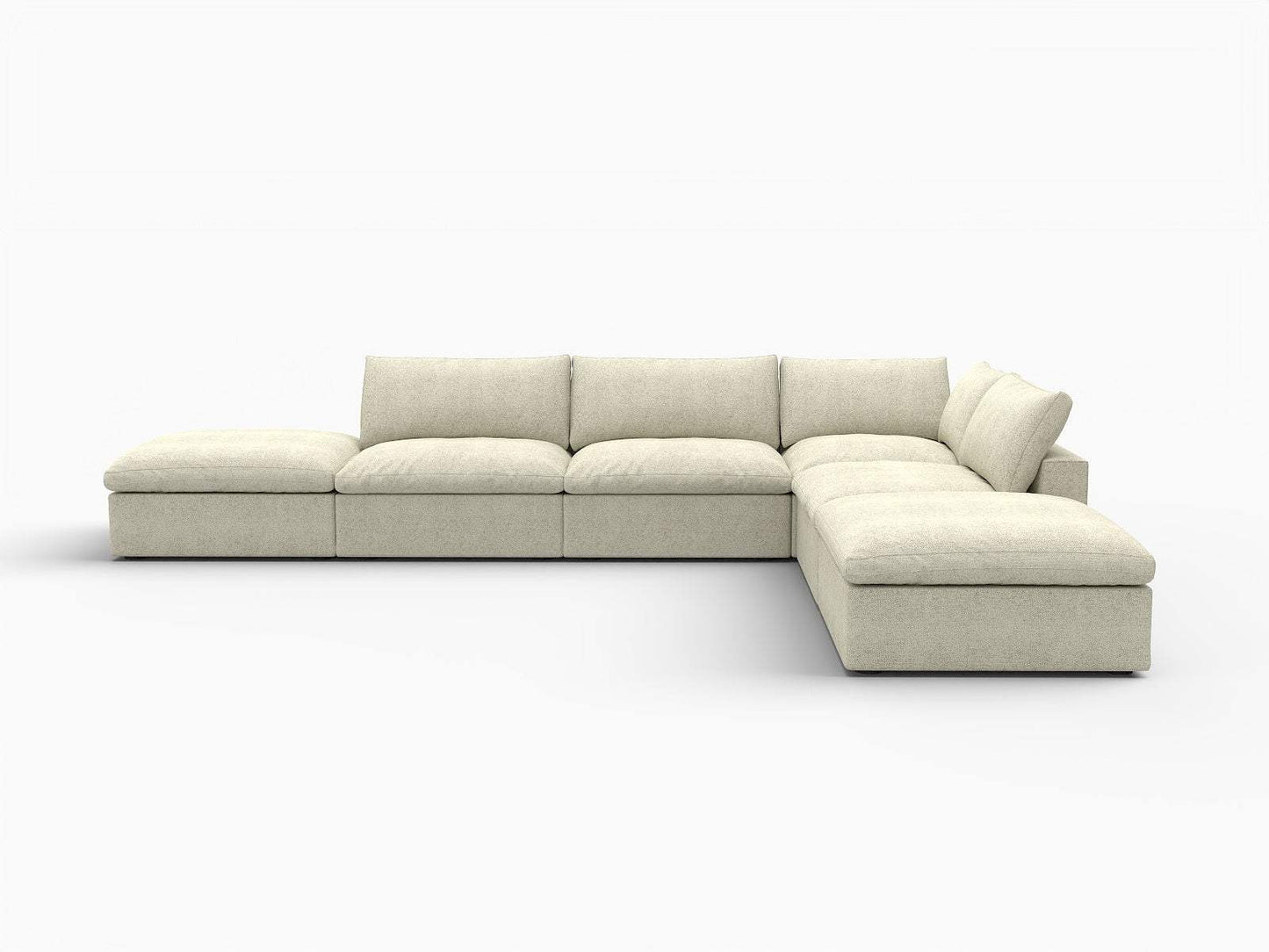 160" Khaki Linen Blend Modular Armless Sofa With Ottomans Toss Pillows And Storage - HomeRoots - Flyclothing LLC