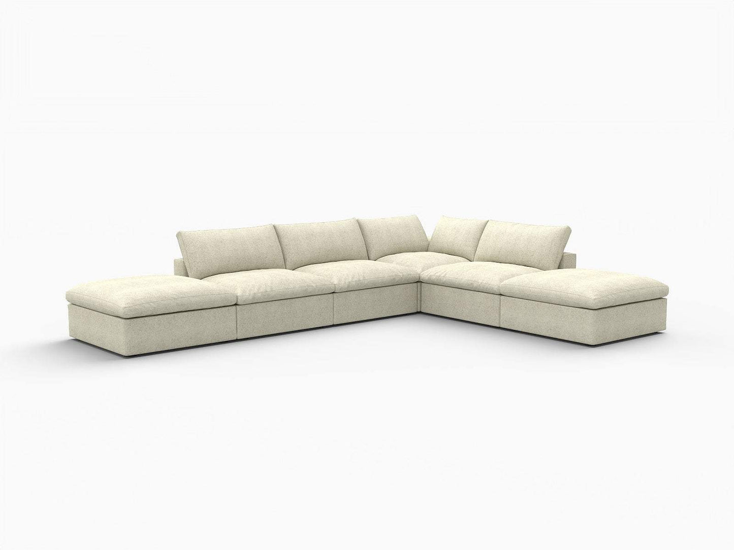 160" Khaki Linen Blend Modular Armless Sofa With Ottomans Toss Pillows And Storage - HomeRoots - Flyclothing LLC